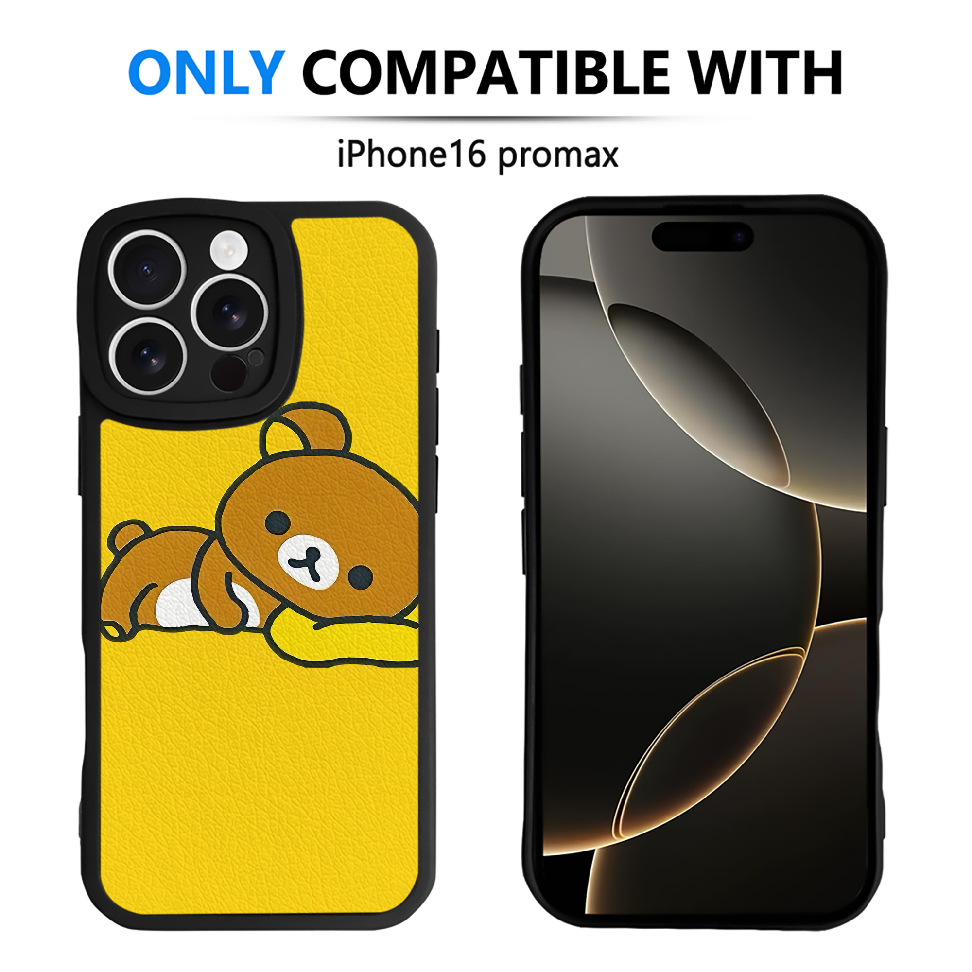 （画像用） リラックマ リラックマ キイロイトリ Rilakkuma Korilakkuma Kiiroitori 【iPhone 16シリーズ対応】シリコンスマホケース（レザー調） 材質：シリコン